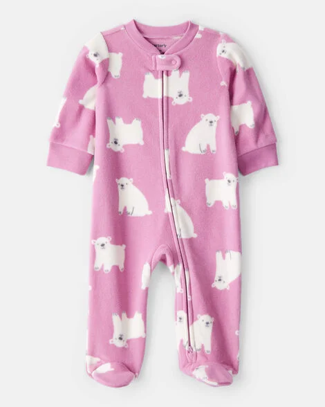 MACACÃO COM PÉ FLEECE CARTER'S - URSO POLAR - MENINA