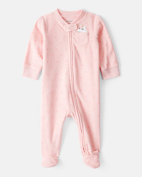 MACACÃO COM PÉ FLEECE CARTER'S - UNICÓRNIO - MENINA