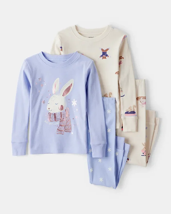 PIJAMA 4 PEÇAS CARTER'S - ANIMAIS ESQUIANDO - MENINA