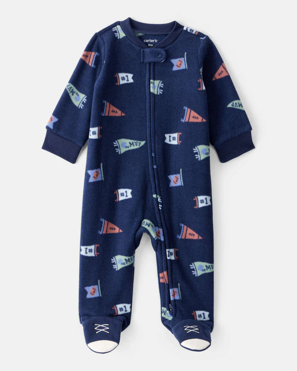MACACÃO COM PÉ FLEECE CARTER'S - MARINHO - MENINO