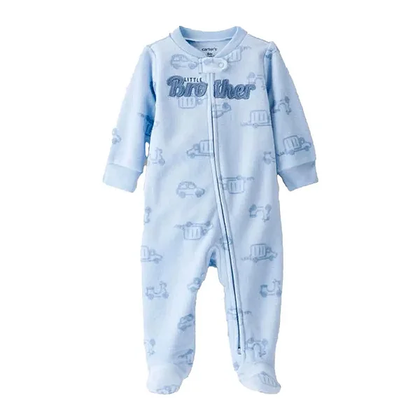 MACACÃO COM PÉ FLEECE CARTER'S - LITTLE BROTHER - MENINO