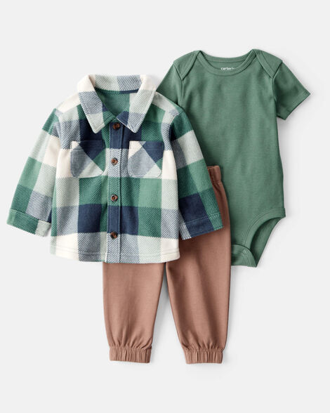 CONJUNTO 3 PEÇAS FLEECE CARTER'S - XADREZ VERDE - MENINO