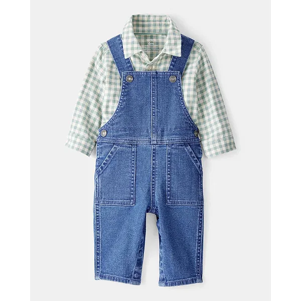 JARDINEIRA CARTER'S - XADREZ E JEANS - MENINO