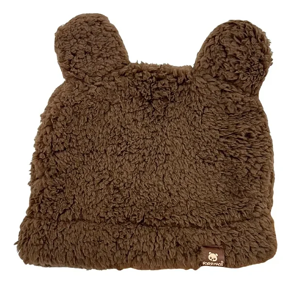 TOUCA TEDDY COM ORELHINHAS FOFOTINHOS - MARROM - UNISSEX