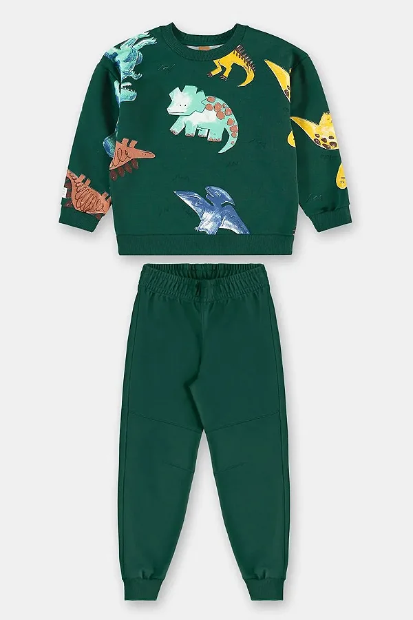CONJUNTO MOLETOM 2 PEÇAS UP BABY KIDS - DINOSSAURO VERDE - MENINO