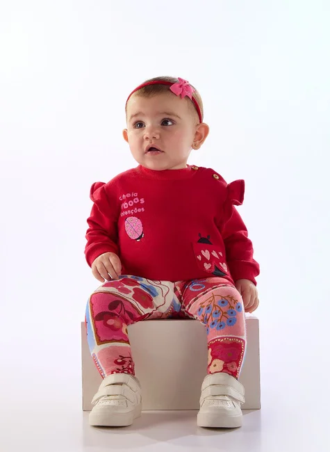 CONJUNTO 2 PEÇAS BABY TRÊS E JÁ - JOANINHA - MENINA