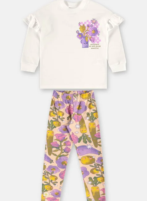CONJUNTO 2 PEÇAS TRÊS E JÁ KIDS - VERDURINHAS LILÁS - MENINA
