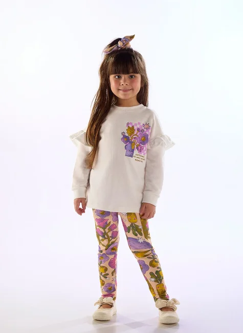 CONJUNTO 2 PEÇAS KIDS TRÊS E JÁ - VERDURINHAS LILÁS - MENINA