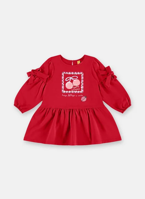 VESTIDO MOLETINHO TRÊS E JÁ - CEREJINHA - MENINA