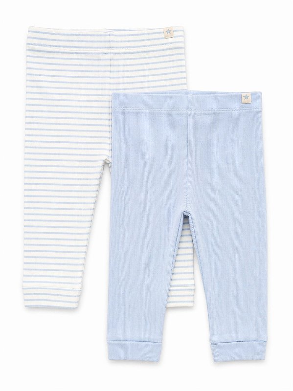 KIT 2 CALÇAS TU - LISTRADA E AZUL CLARO - MENINO