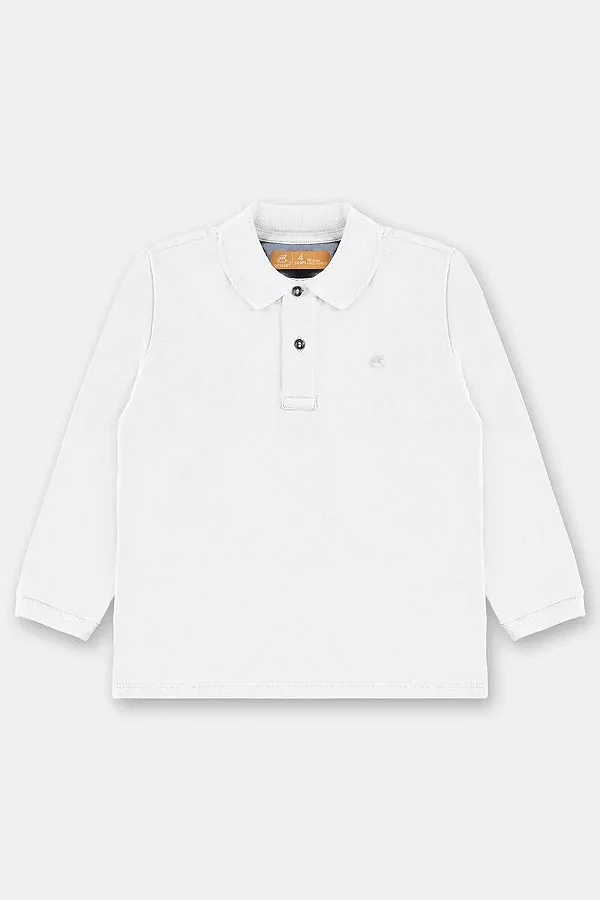 CAMISETA POLO MANGA LONGA KIDS UP BABY - BRANCO - MENINO