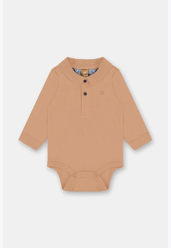 BODY POLO MANGA LONGA UP BABY - CAQUI LATTE - MENINO