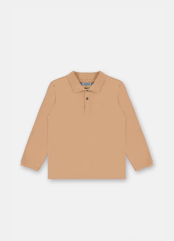 CAMISETA POLO MANGA LONGA TODDLER UP BABY - CAQUI LATTE - MENINO