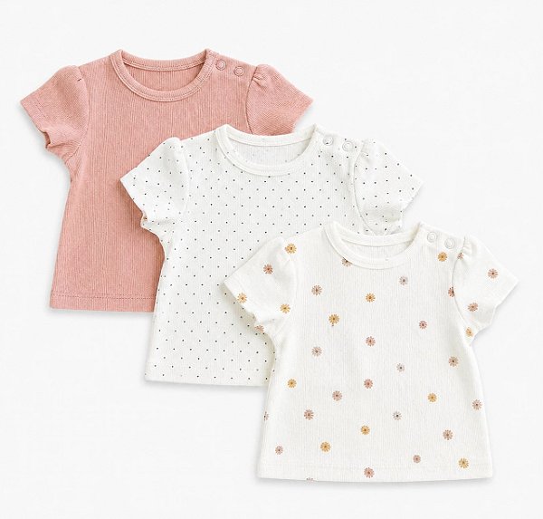 KIT 3 CAMISETAS MANGA CURTA TU - MARGARIDA E POÁ - MENINA
