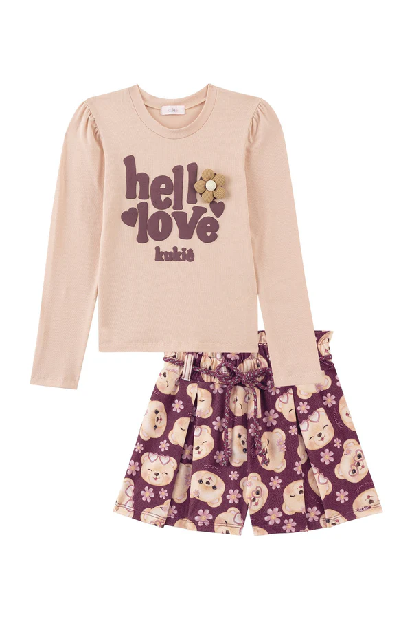 CONJUNTO 2 PEÇAS KUKIÊ - HELLO LOVE - MENINA