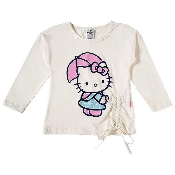 CAMISETA MANGA LONGA TODDLER TIP TOP - HELLO KITTY BRANCA - MENINA