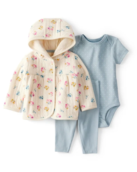 CONJUNTO 3 PEÇAS CARTER'S - FLORAL - MENINA