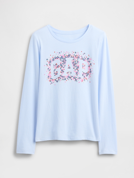 CAMISETA MANGA LONGA GAP KIDS - LOGO FLORAL LILÁS - MENINA