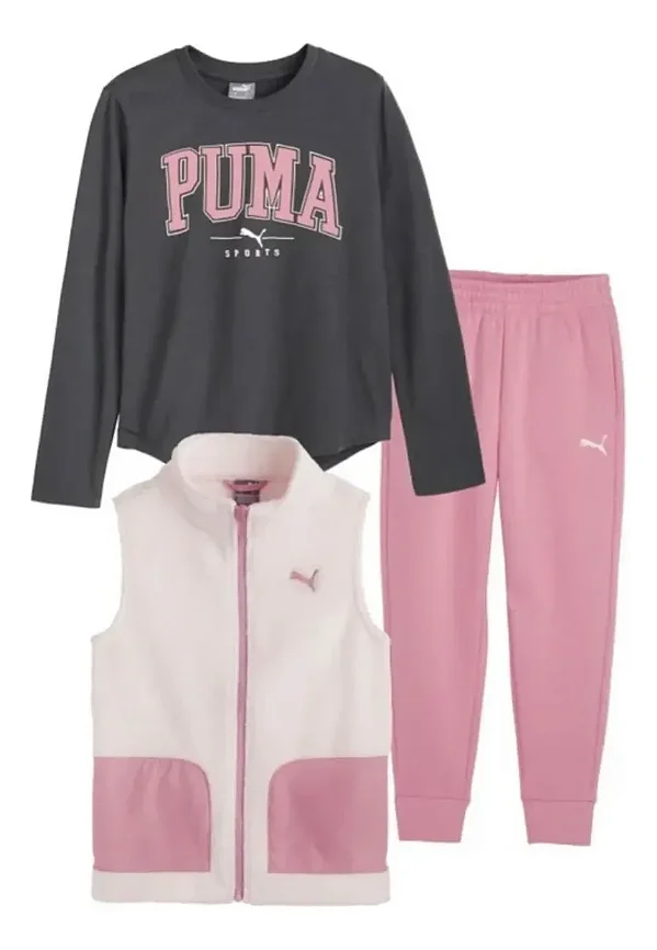 CONJUNTO COLETE 3 PEÇAS PUMA - LILÁS - MENINA