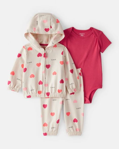 CONJUNTO 3 PEÇAS CARTER'S - LOVE CORAÇÃO - MENINA