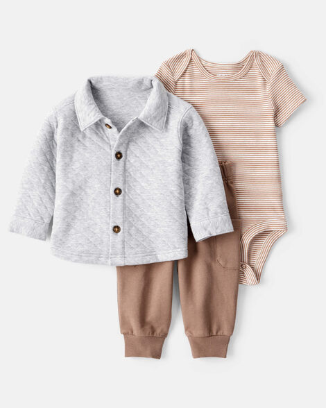 CONJUNTO 3 PEÇAS CARTER'S - MARROM E CINZA - MENINO