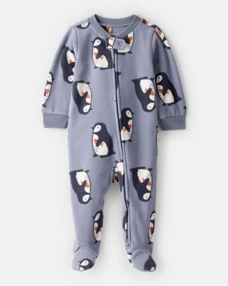 MACACÃO COM PÉ FLEECE CARTER'S - PINGUIM - MENINO