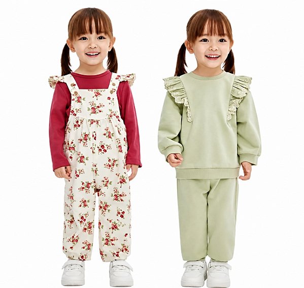 KIT 4 PEÇAS LITTLE ME - FLORAL E VERDE - MENINA