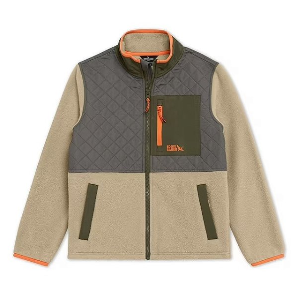 JAQUETA EM FLEECE EDDIE BAUER KIDS - CAQUI E CINZA - MENINO