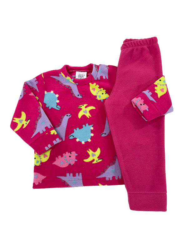 PIJAMA 2 PEÇAS SOFT PETTENATI FOFOTINHOS - DINOS ROSA - MENINA