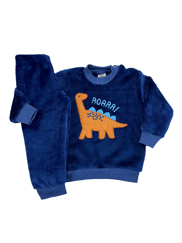 CONJUNTO FLEECE 2 PEÇAS FOFOTINHOS - DINO ROARR AZUL - MENINO