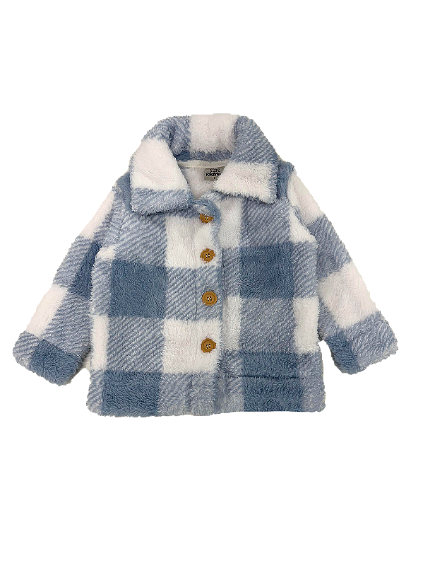 CASACO TEDDY FOFOTINHOS KIDS - XADREZ AZUL - MENINO