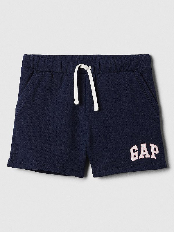 BERMUDA MOLETOM FLANELADO GAP KIDS - AZUL MARINHO LOGO NEON - MENINA