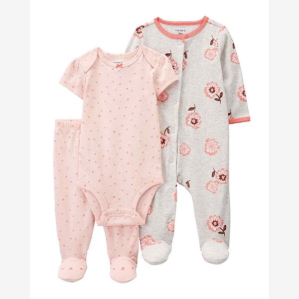 CONJUNTO 3 PEÇAS CARTER'S - FLORALZINHO - MENINA