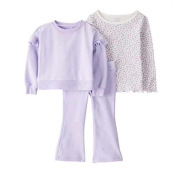 CONJUNTO 3 PEÇAS FLEECE CARTER'S KIDS - FLORAL LILÁS - MENINA