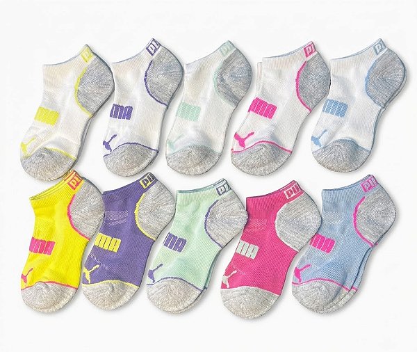 KIT 10 MEIAS PUMA - BÁSICAS - FEMININO ( 34 A 39 BR)