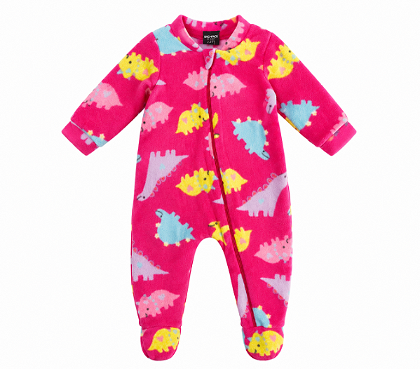 MACACÃO COM PÉ SOFT PETTENATI FOFOTINHOS - DINO PINK - MENINA