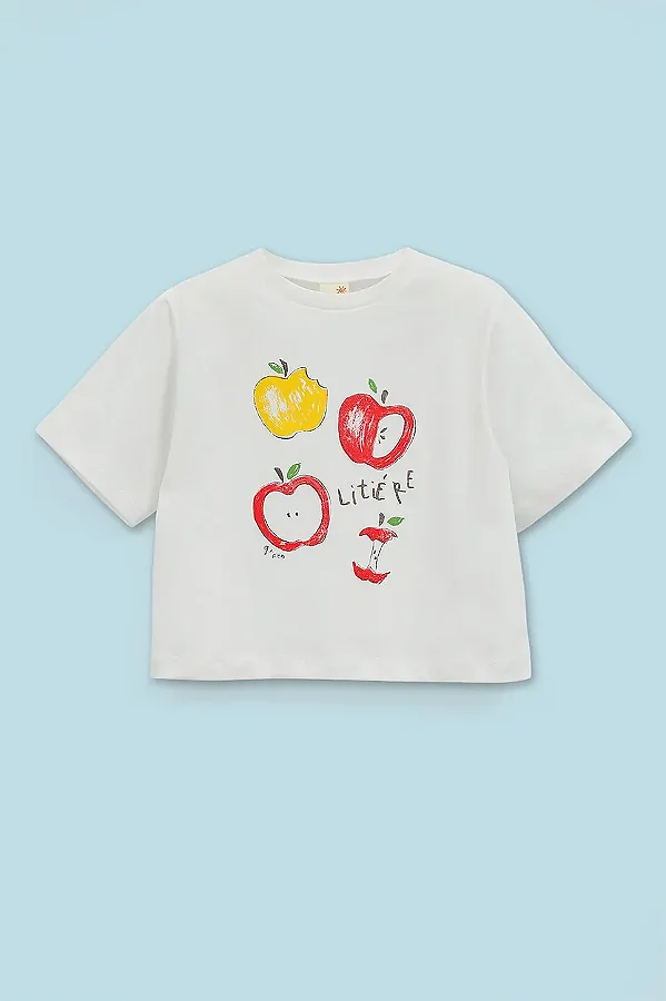 CAMISETA MANGA CURTA GREEN KIDS - MAÇÃ - MENINA