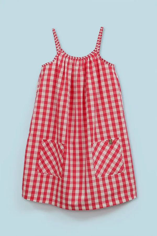 VESTIDO GREEN KIDS - VICHY VERMELHO - MENINA