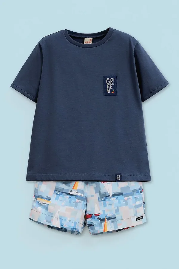 CONJUNTO VERÃO 2 PEÇAS GREEN KIDS - MONACO AZUL ESCURO - MENINO