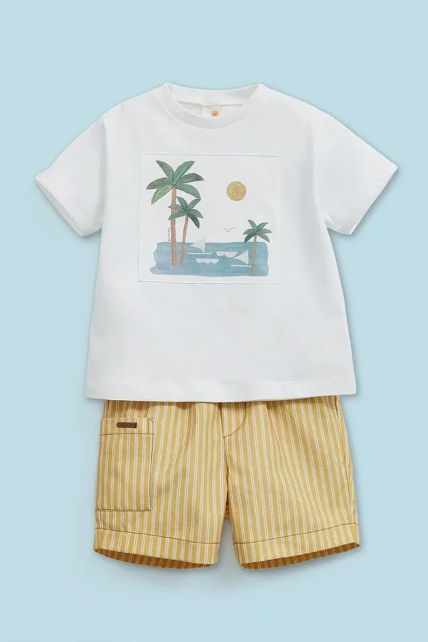 CONJUNTO VERÃO 2 PEÇAS GREEN - LISTRAS PEQUI - MENINO