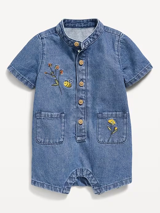MACACÃO ROMPER OLD NAVY - JEANS ABELHINHA - MENINA