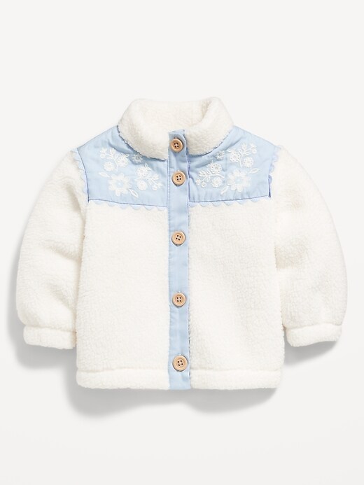 CASACO SHERPA OLD NAVY - AZUL E OFF WHITE - MENINA