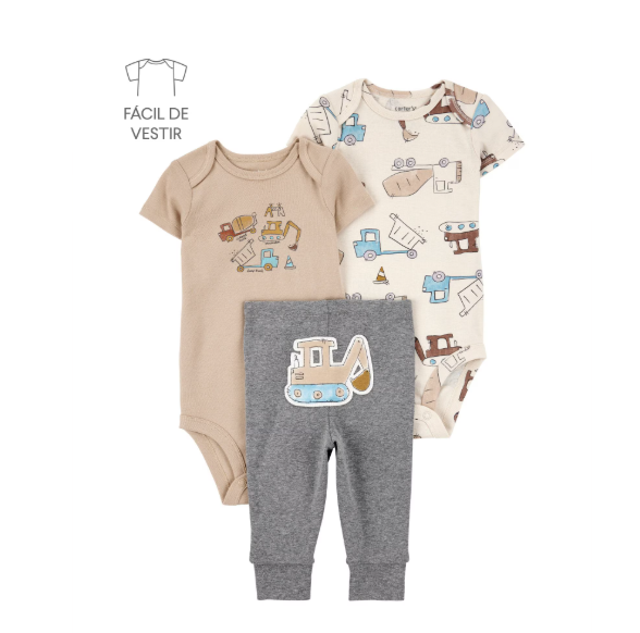 CONJUNTO 3 PEÇAS SIMPLE JOYS by CARTER'S - CONSTRUÇÃO - MENINO