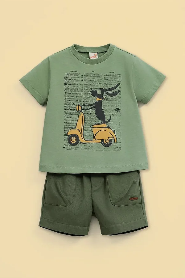 CONJUNTO VERÃO 2 PEÇAS GREEN - LAMBRETA - MENINO