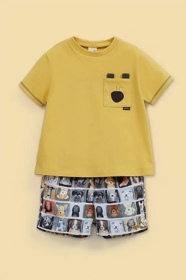 CONJUNTO VERÃO 2 PEÇAS GREEN - PET AMARELO - MENINO