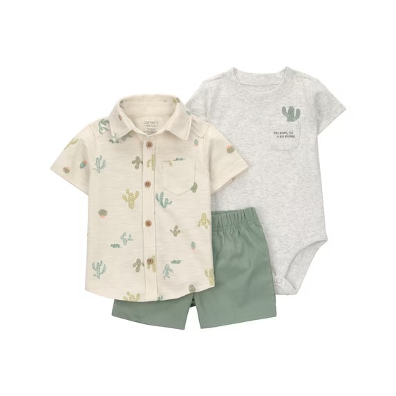 CONJUNTO VERÃO 3 PEÇAS CHILD OF MINE by CARTER'S - CACTOS - MENINO