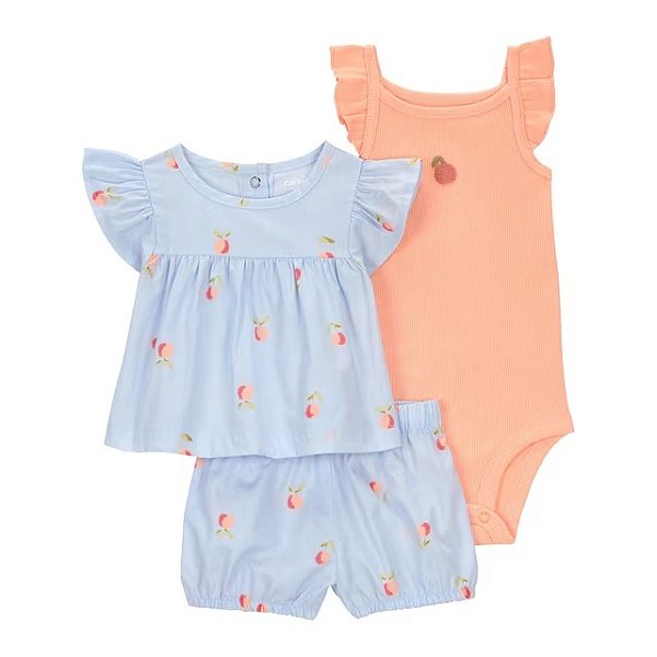 CONJUNTO VERÃO 3 PEÇAS CHILD OF MINE by CARTER'S - PÊSSEGOS - MENINA