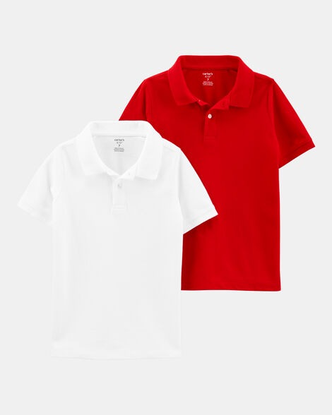 KIT 2 CAMISETAS MANGA CURTA POLO CARTER'S - BRANCA E VERMELHA - MENINO