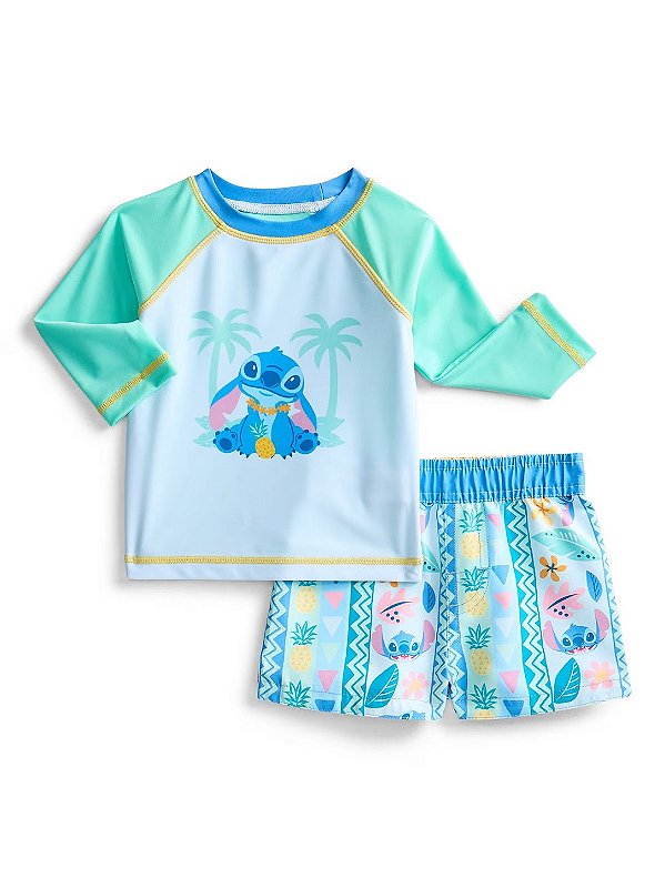 MODA PRAIA CONJUNTO 2 PEÇAS DISNEY - STITCH - PROTEÇÃO UV50+ - MENINO