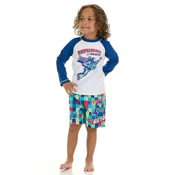 MODA PRAIA CONJUNTO 2 PEÇAS DISNEY - TOY STORY - PROTEÇÃO UV50+ - MENINO